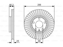 BOSCH VOLKSWAGEN Fren Diski, Ön, [288 /25-23 mm], Hava Kanallı