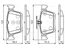 BOSCH VOLKSWAGEN Disk Balata - Arka -  [146,2x71,5x16,0 mm]