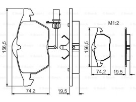 BOSCH UNIVERSAL Disk Balata - Ön - [WVA 21938] - [156,4x74,2x20,3/19,5 mm] - İkaz Kablolu