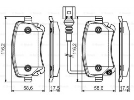 BOSCH VOLKSWAGEN Disk Balata - Arka - [WVA 23326] - [116,2x59x17,5 mm] - İkaz Kablolu