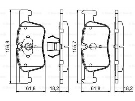 BOSCH BMW Disk Balata, Ön - [WVA 25506] - [155,7x156,8/ 61,8x18,2 mm]