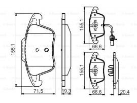 BOSCH AUDI Disk Balata - Ön -[WVA 24705] - [155,2X72,0X20,3 mm]