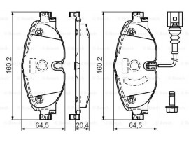 BOSCH UNIVERSAL Disk Balata - Ön - [WVA 25086] - [160,2x64,5x20,4 mm] - İkaz Kablolu